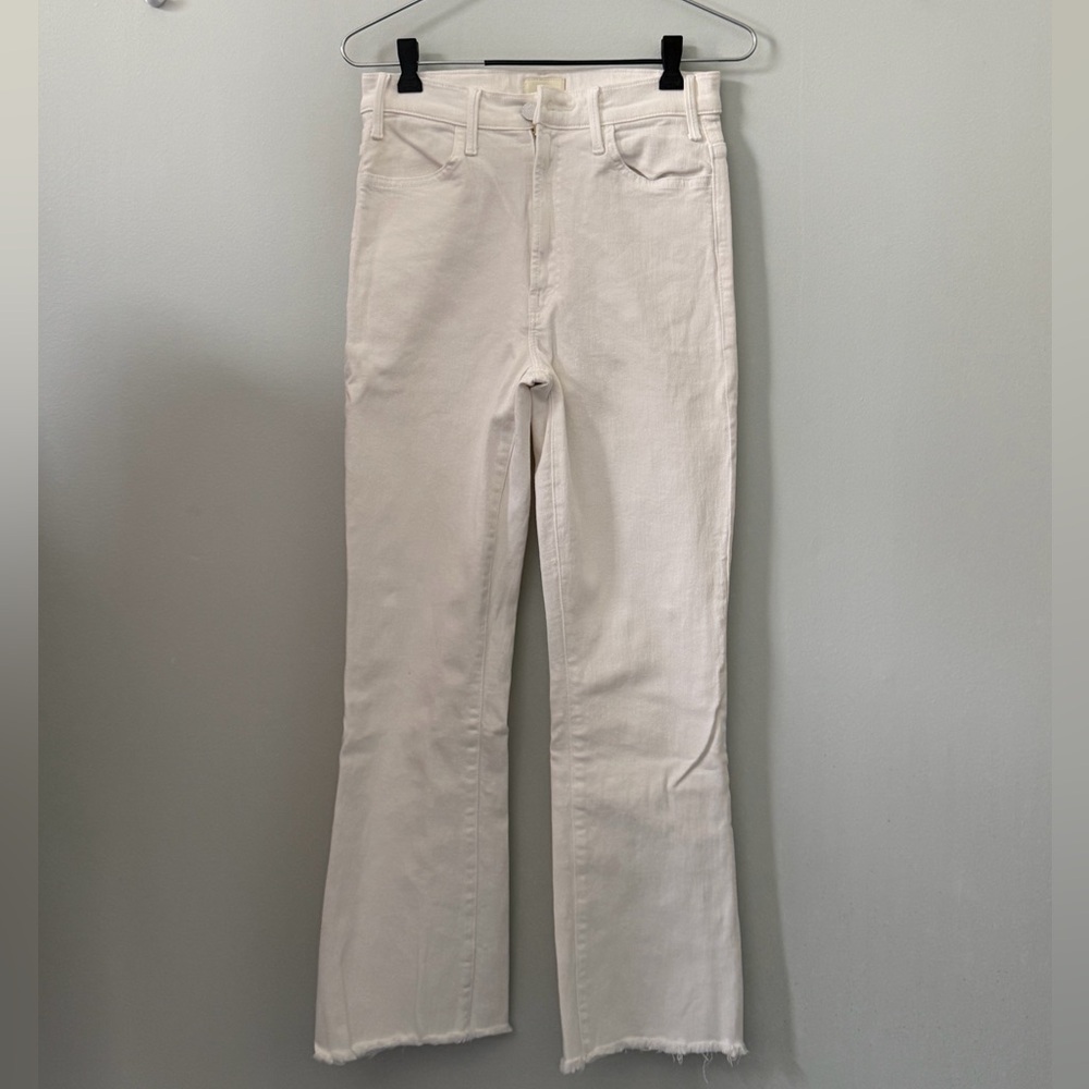 MOTHER Off-White High-Rise Flare Jeans